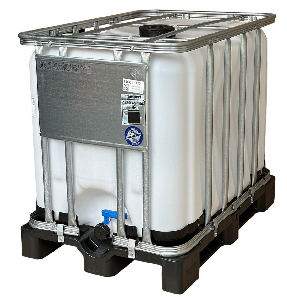 New 600 Litres Food Grade Clear IBC Tank on Plastic Pallet
